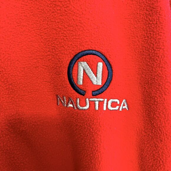 Nautica Plaid Fleece Sweater Henley Sleepwear Long Sleeve Red VTG Y2K Sz L - Picture 2 of 5